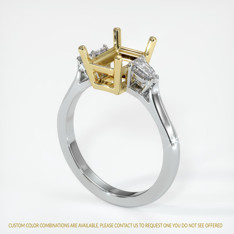 18K Yellow & White Three Stone Ring Setting