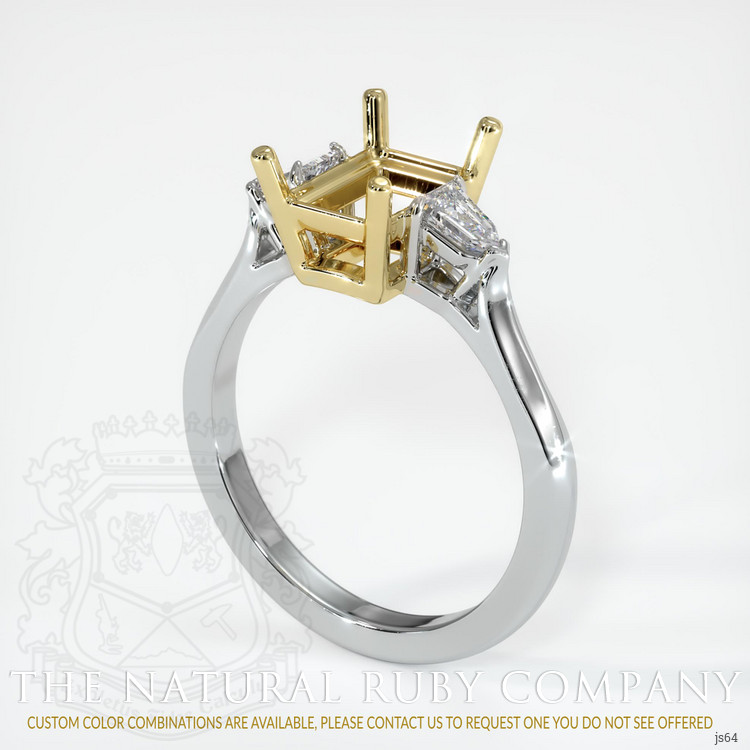 18K Yellow & White Three Stone Ring Setting