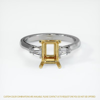 18K Yellow & White Three Stone Ring Setting Image
