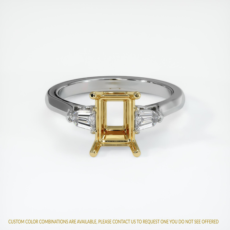 18K Yellow & White Three Stone Ring Setting