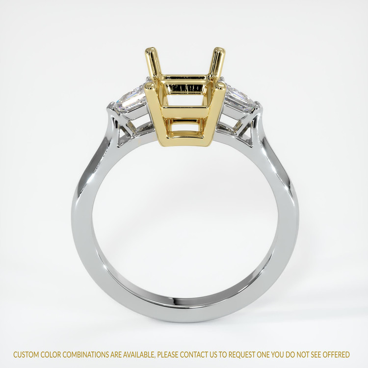 18K Yellow & White Three Stone Ring Setting