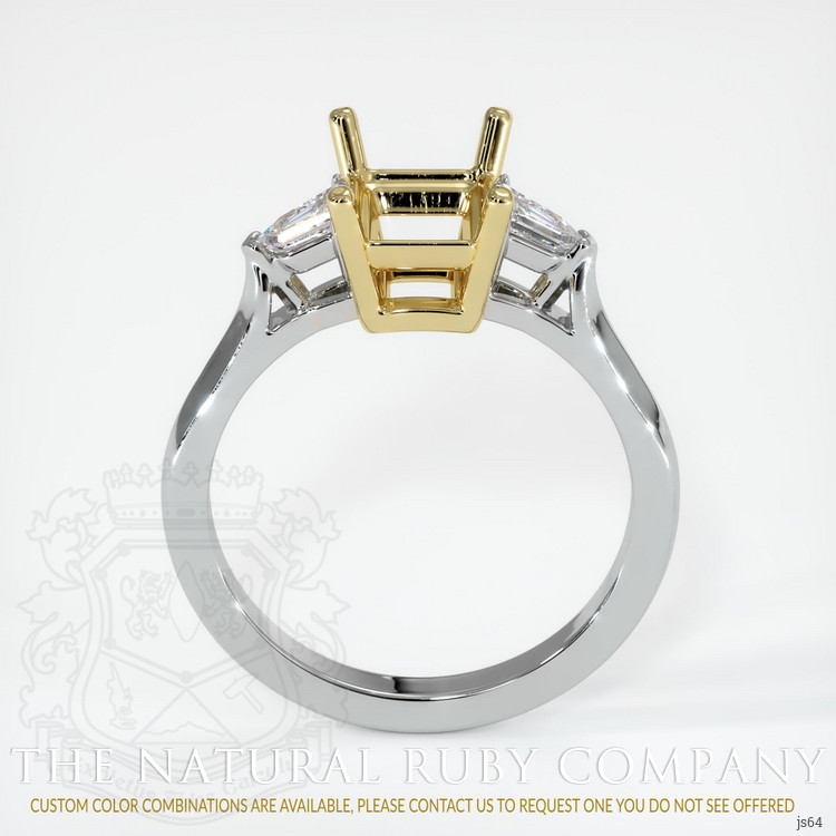 18K Yellow & White Three Stone Ring Setting