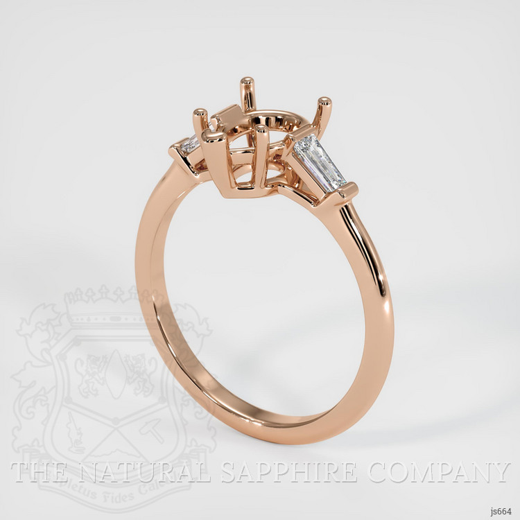 14K Rose Gold Three Stone Ring Setting