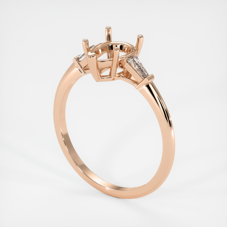 14K Rose Gold Three Stone Ring Setting
