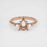 14K Rose Gold Three Stone Ring Setting Image
