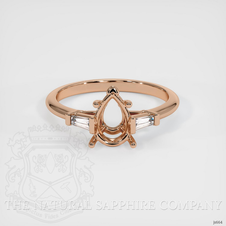 14K Rose Gold Three Stone Ring Setting