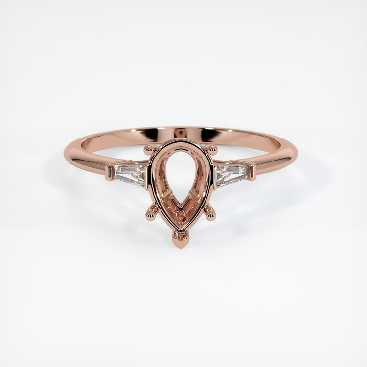 14K Rose Gold Three Stone Ring Setting