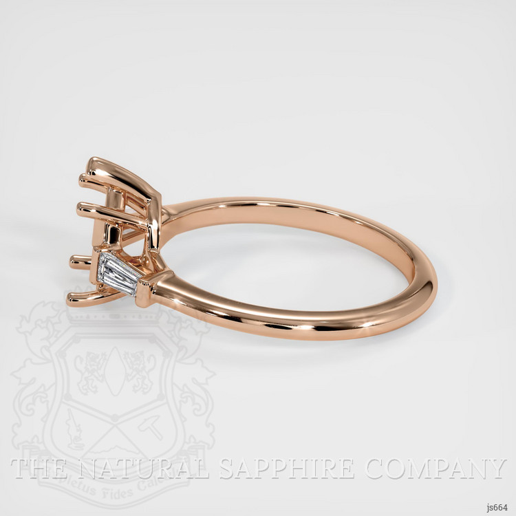 14K Rose Gold Three Stone Ring Setting