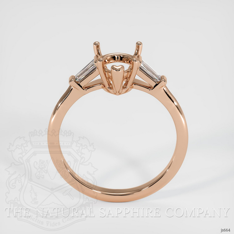 14K Rose Gold Three Stone Ring Setting