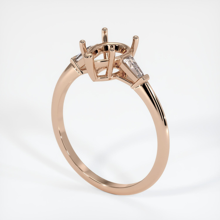 18K Rose Gold Three Stone Ring Setting