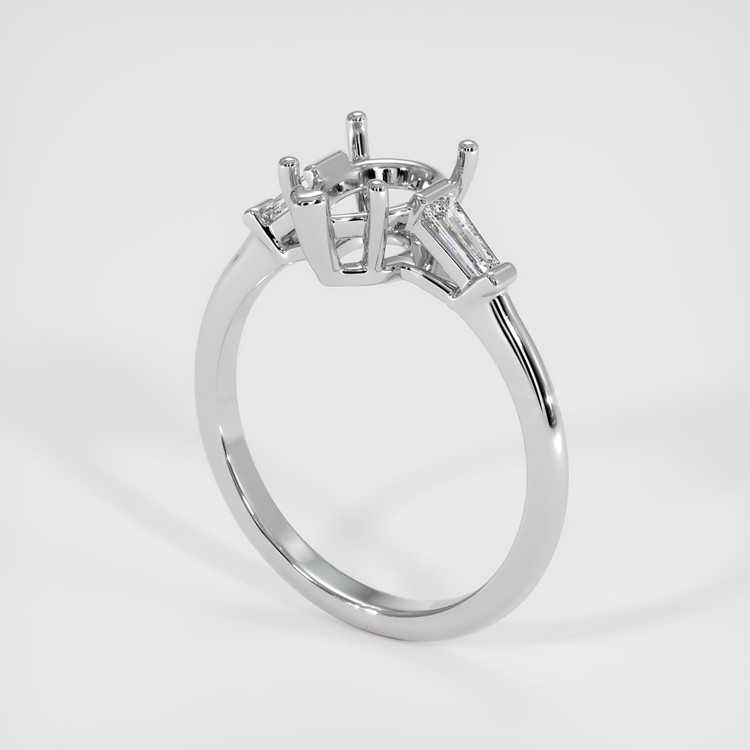 10K White Gold Three Stone Ring Setting