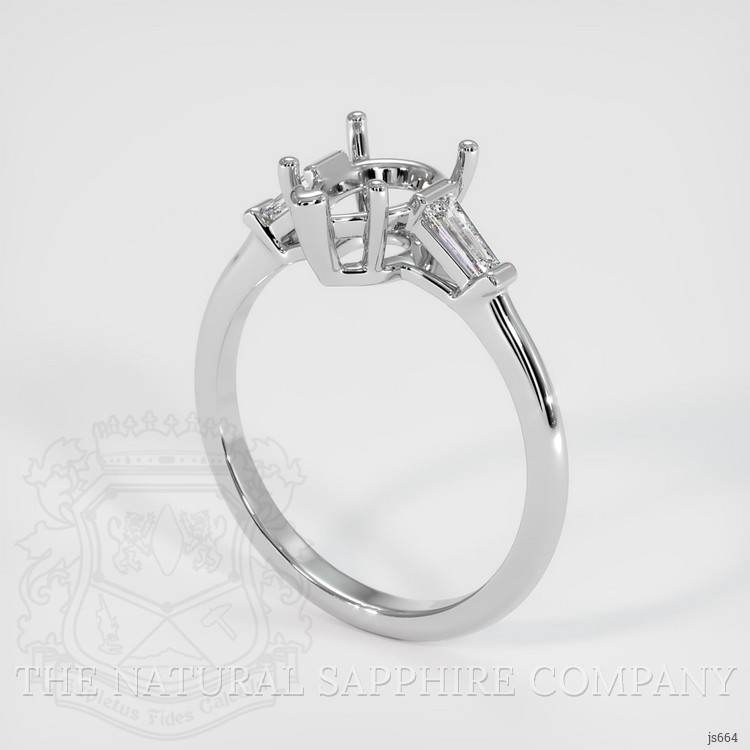 10K White Gold Three Stone Ring Setting
