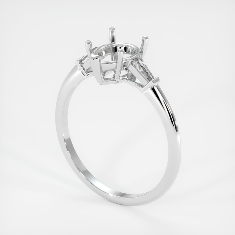 14K White Gold Three Stone Ring Setting