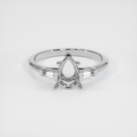 14K White Gold Three Stone Ring Setting Image