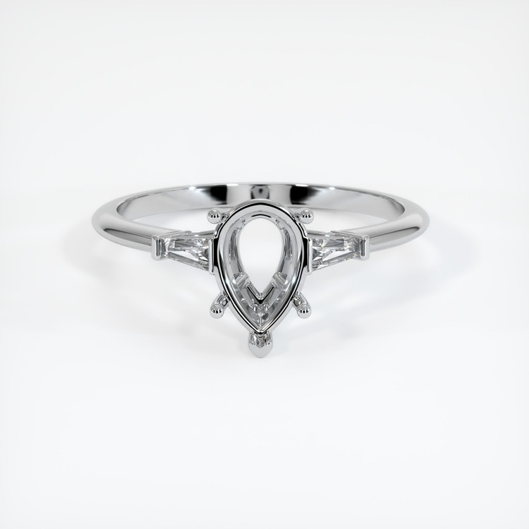 14K White Gold Three Stone Ring Setting
