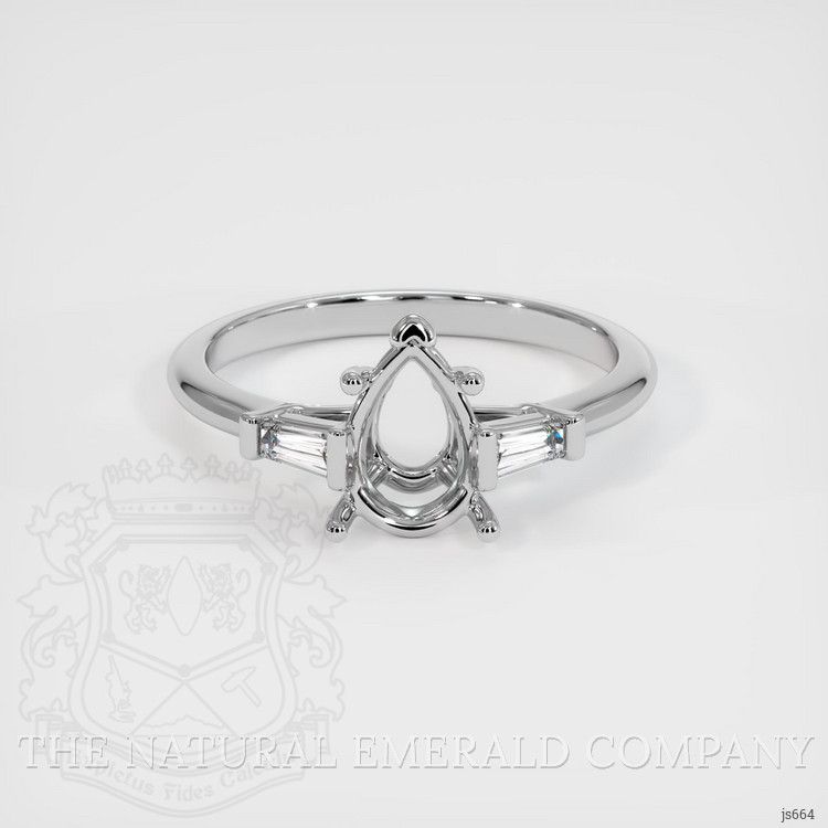 18K White Gold Three Stone Ring Setting