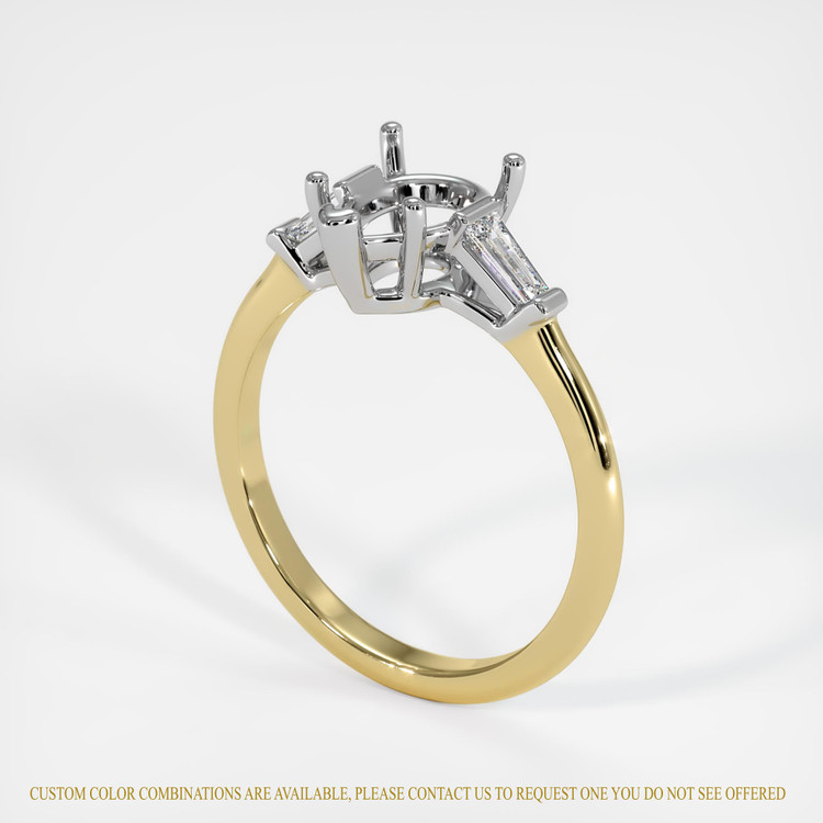 14K White & Yellow Three Stone Ring Setting