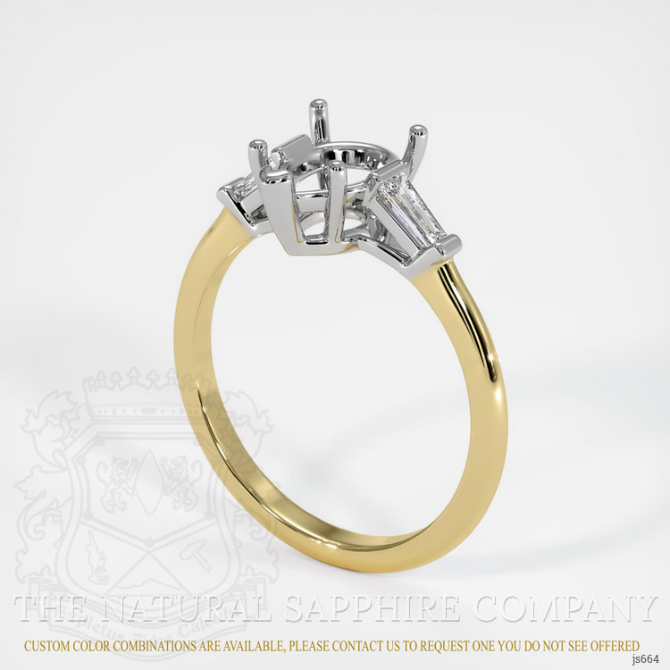 14K White & Yellow Three Stone Ring Setting