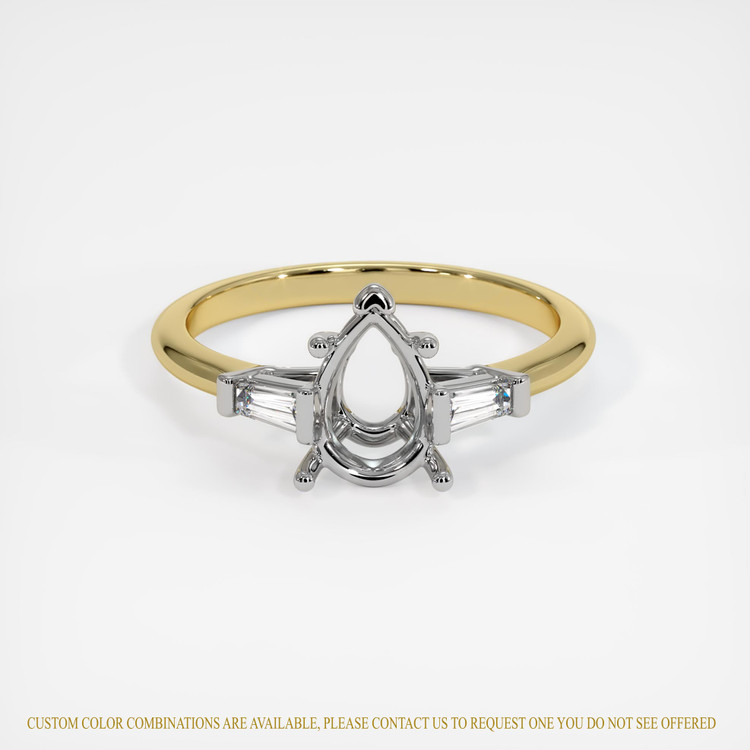 14K White & Yellow Three Stone Ring Setting