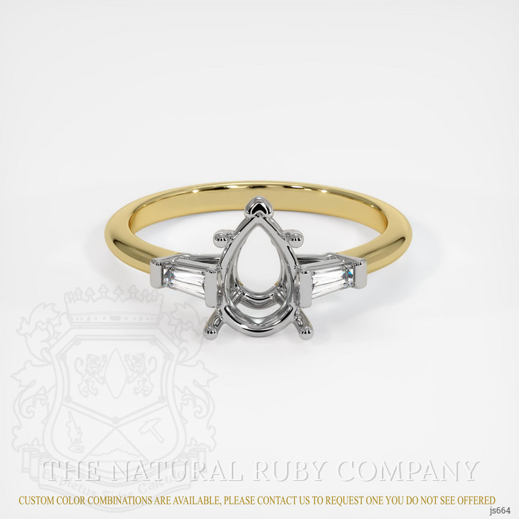 14K White & Yellow Three Stone Ring Setting