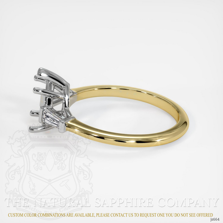 14K White & Yellow Three Stone Ring Setting