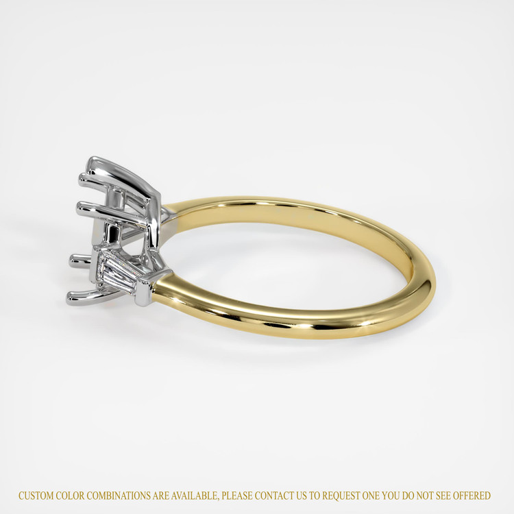 14K White & Yellow Three Stone Ring Setting