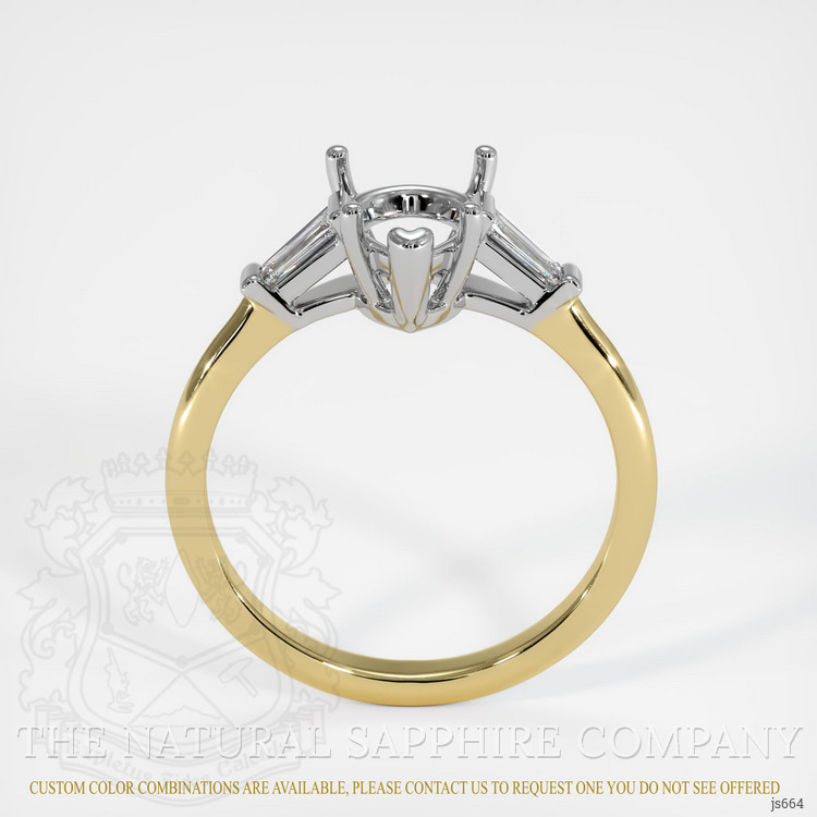 14K White & Yellow Three Stone Ring Setting