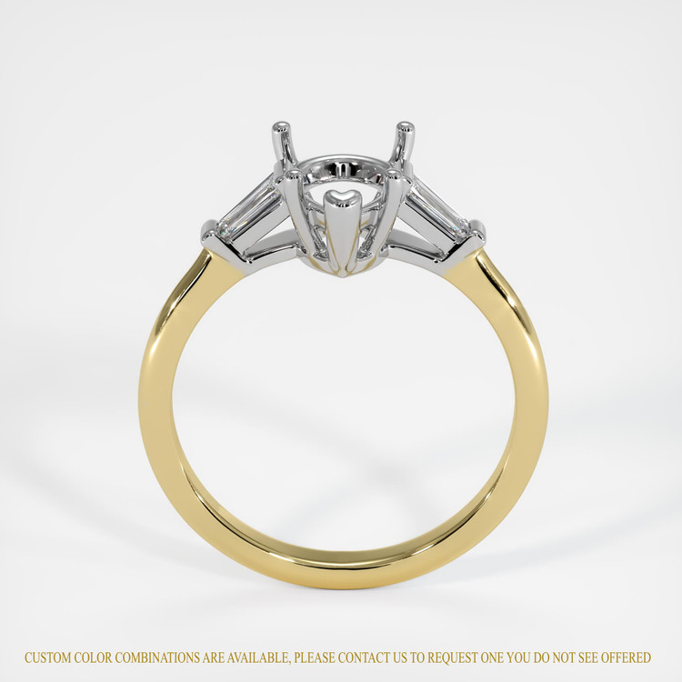 14K White & Yellow Three Stone Ring Setting