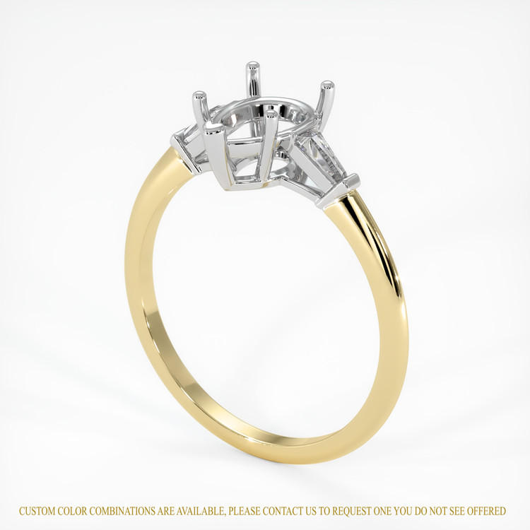 18K White & Yellow Three Stone Ring Setting