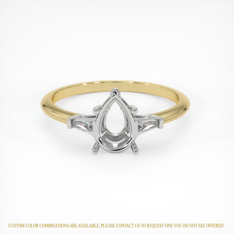 18K White & Yellow Three Stone Ring Setting