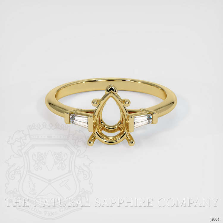 18K Yellow Gold Three Stone Ring Setting
