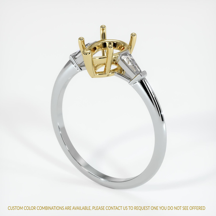 14K Yellow & White Three Stone Ring Setting