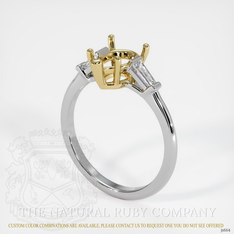 14K Yellow & White Three Stone Ring Setting
