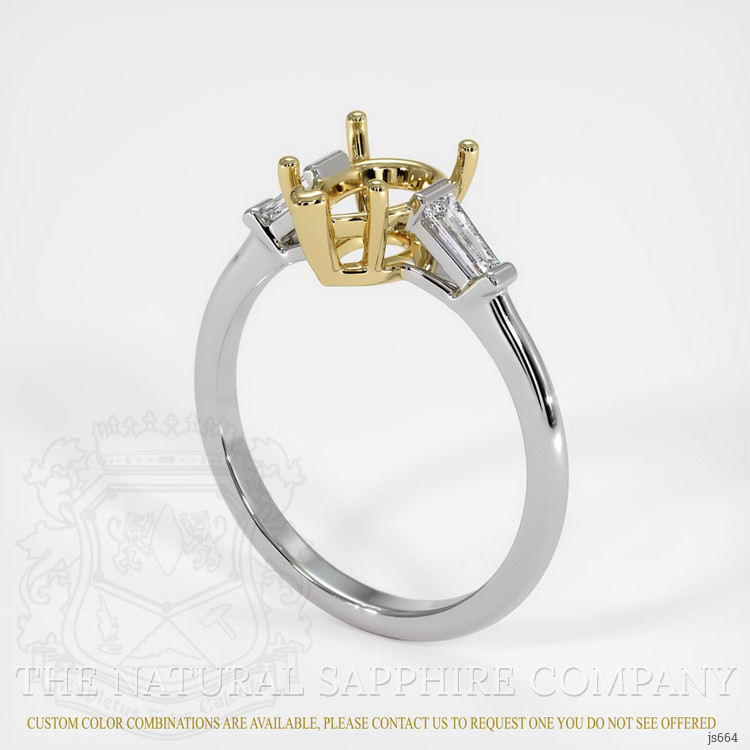 14K Yellow & White Three Stone Ring Setting