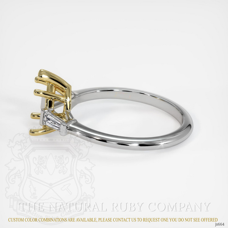 14K Yellow & White Three Stone Ring Setting