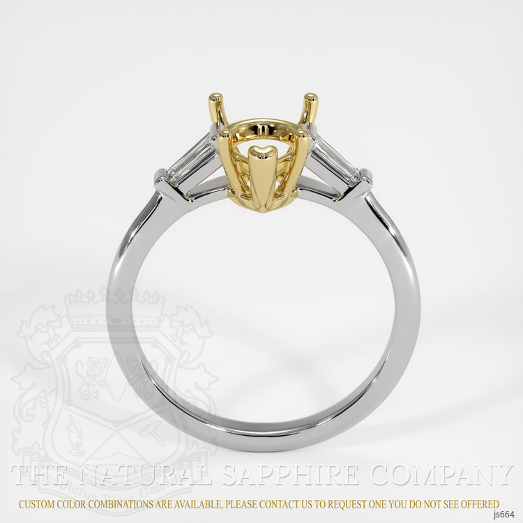 14K Yellow & White Three Stone Ring Setting