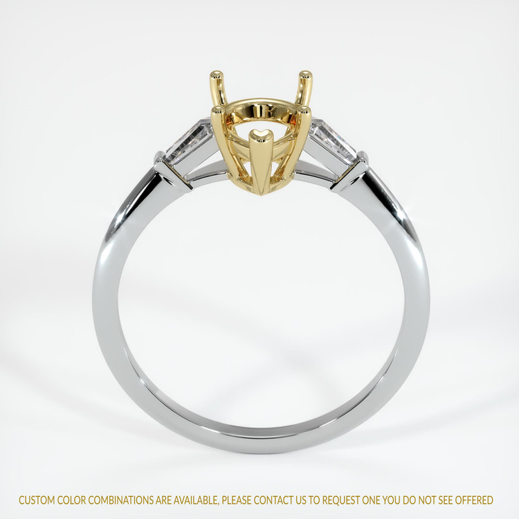 14K Yellow & White Three Stone Ring Setting