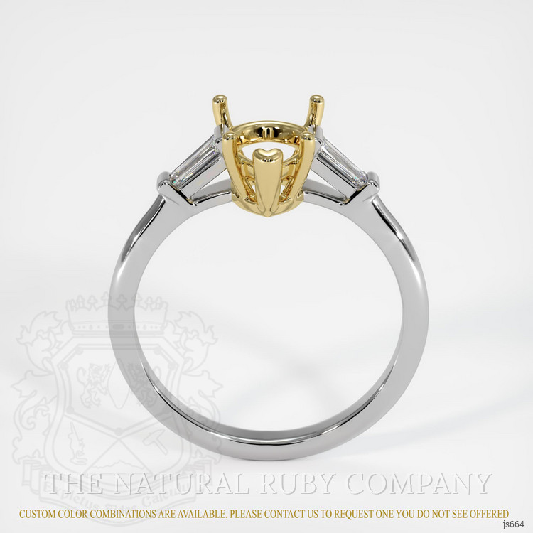 14K Yellow & White Three Stone Ring Setting