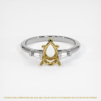 18K Yellow & White Three Stone Ring Setting Image