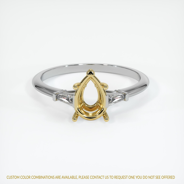 18K Yellow & White Three Stone Ring Setting