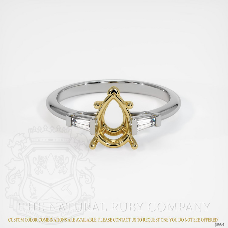 18K Yellow & White Three Stone Ring Setting