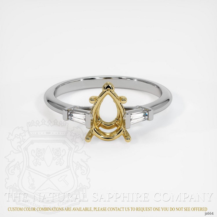 18K Yellow & White Three Stone Ring Setting
