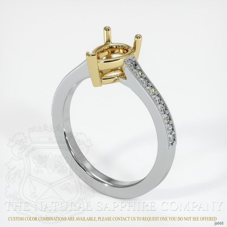 14K Yellow & White Pave Ring Setting