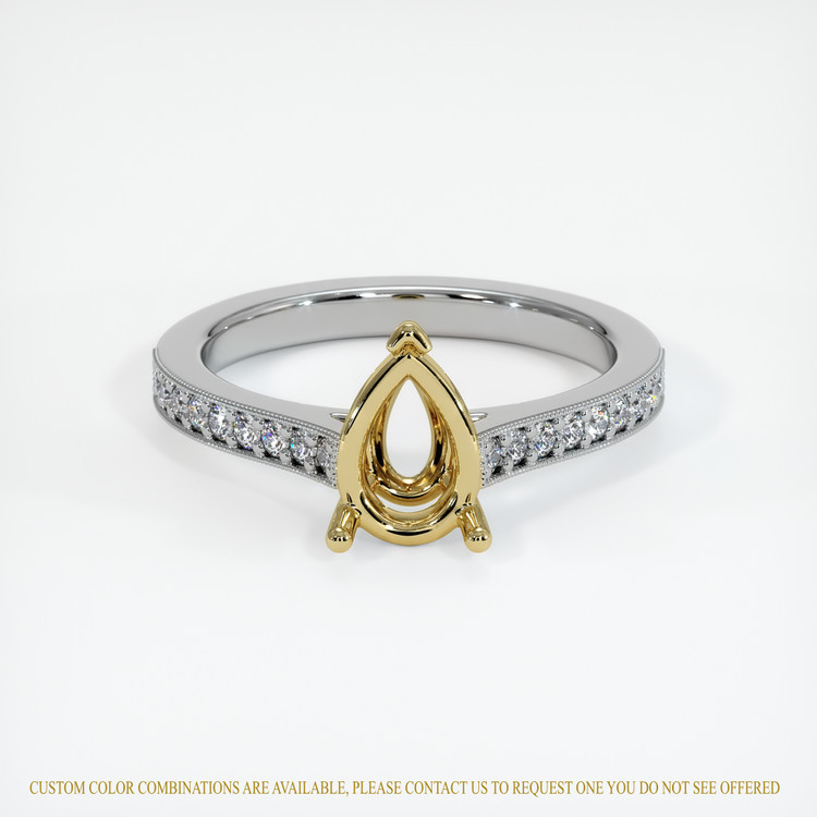 14K Yellow & White Pave Ring Setting