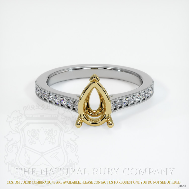 14K Yellow & White Pave Ring Setting