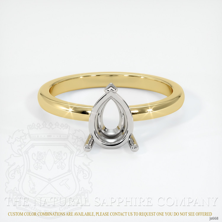 14K White & Yellow Solitaire Ring Setting