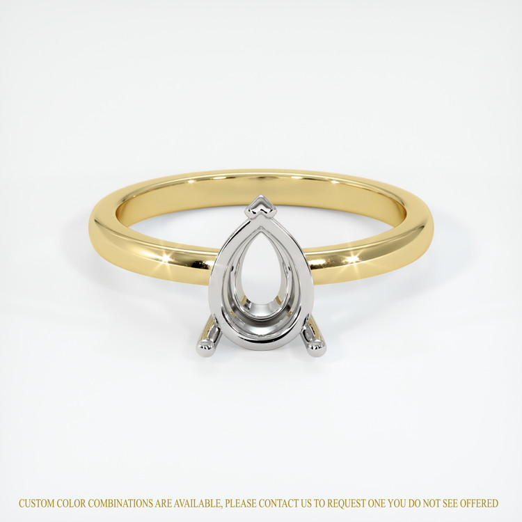 14K White & Yellow Solitaire Ring Setting
