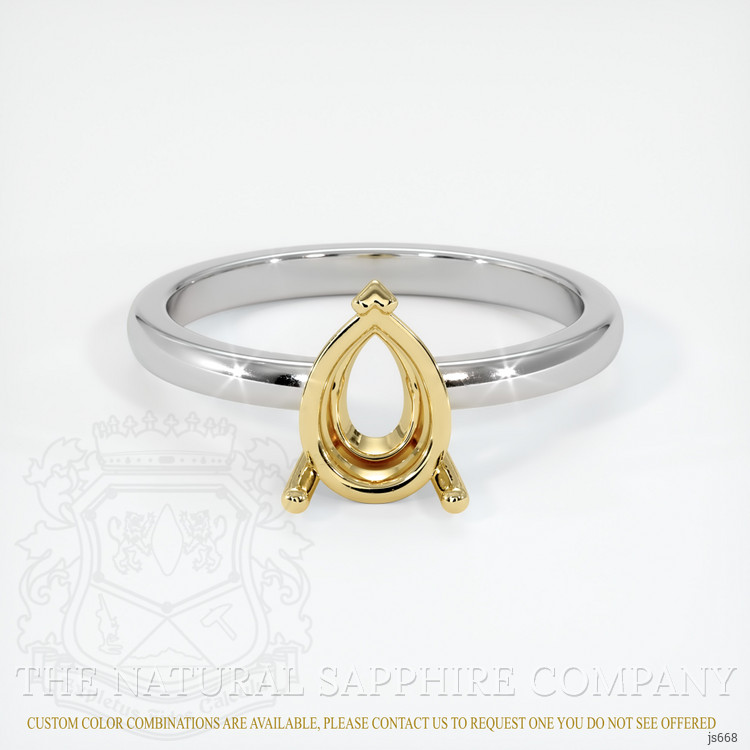 14K Yellow & White Solitaire Ring Setting