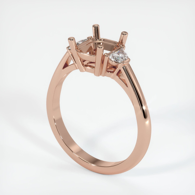 14K Rose Gold Three Stone Ring Setting