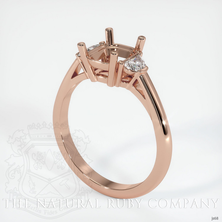 14K Rose Gold Three Stone Ring Setting